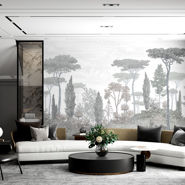Pinède, Brushwood Grey, PaperMint - Tapet cu design minimalist si culori delicate