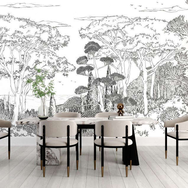 Toscane Line, Encre de Chine, PaperMint, un  imprimat minimalist cu design de pădure