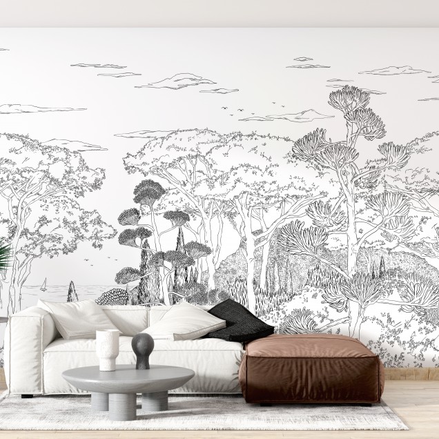 Toscane Line, Encre de Chine, PaperMint, un  imprimat minimalist cu design de pădure