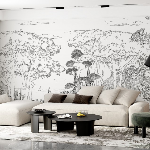 Toscane Line, Encre de Chine, PaperMint, un  imprimat minimalist cu design de pădure
