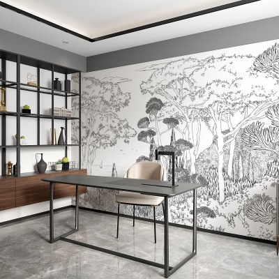 Toscane Line, Encre de Chine, PaperMint, un  imprimat minimalist cu design de pădure