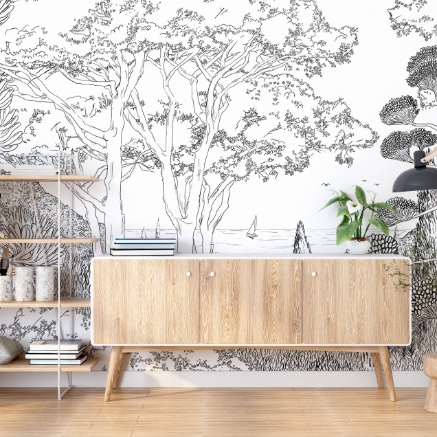 Toscane Line, Encre de Chine, PaperMint, un  imprimat minimalist cu design de pădure