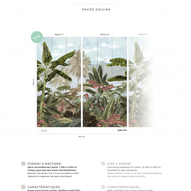 Tapet Exotic cu Frunze Tropicale și Palmieri