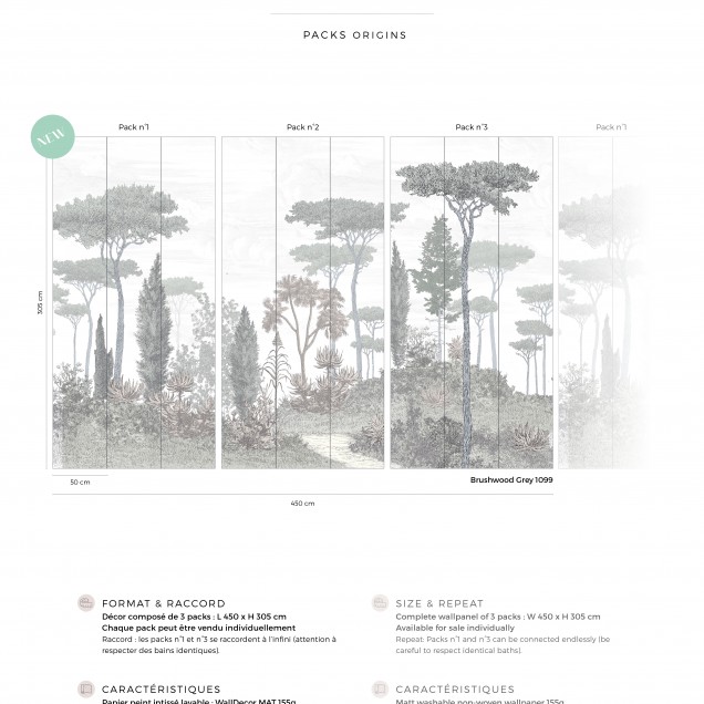 Pinède, Brushwood Grey, PaperMint - Tapet cu design minimalist si culori delicate