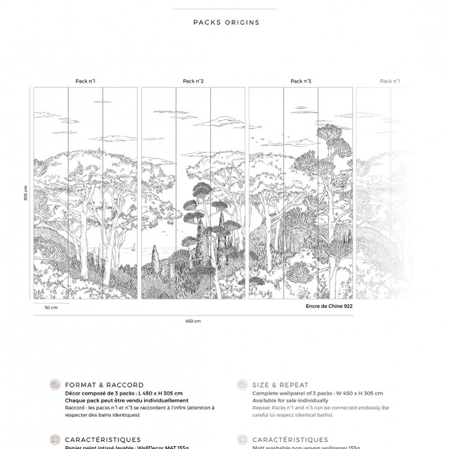 Toscane Line, Encre de Chine, PaperMint, un  imprimat minimalist cu design de pădure