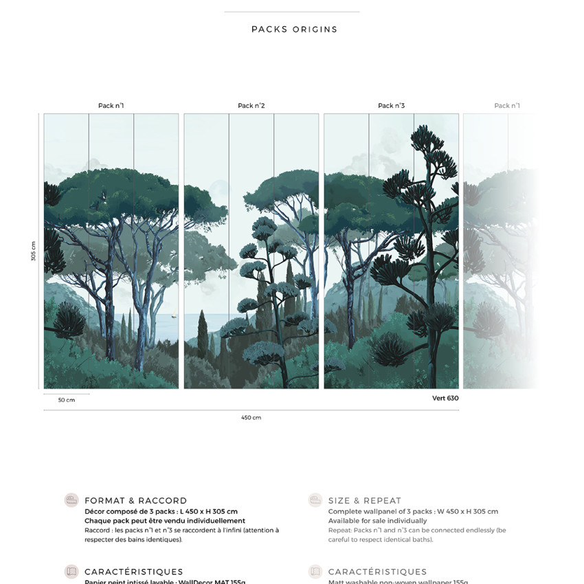 Tapet cu design Toscan, cu nuanțe calde de teracotă și verde pastel, reprezentând o panoramă liniștitoare a naturii.