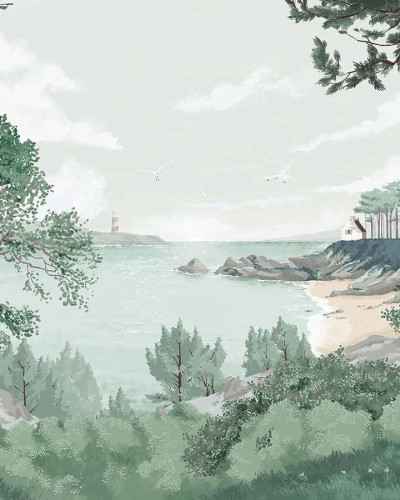 Wallpaper Bretagne cu o priveliște de coastă și verdeață