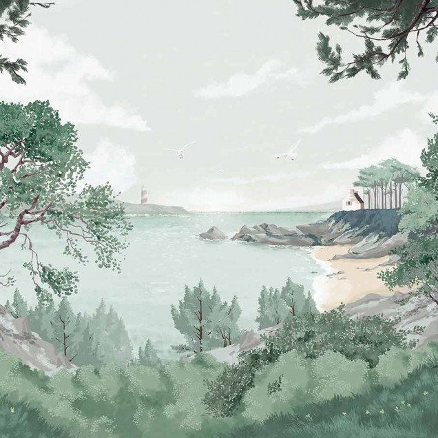 Wallpaper Bretagne cu o priveliște de coastă și verdeață