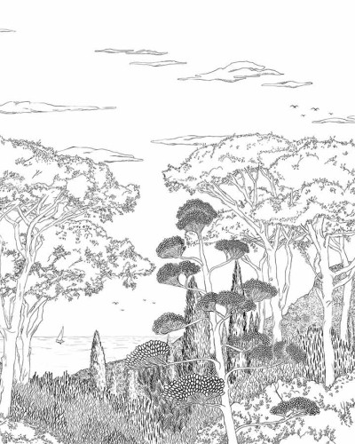 Toscane Line, Encre de Chine, PaperMint, un  imprimat minimalist cu design de pădure