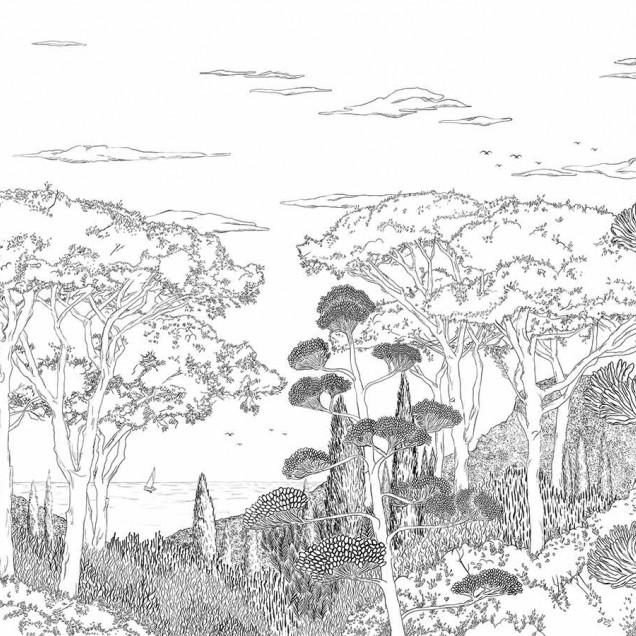 Toscane Line, Encre de Chine, PaperMint, un  imprimat minimalist cu design de pădure