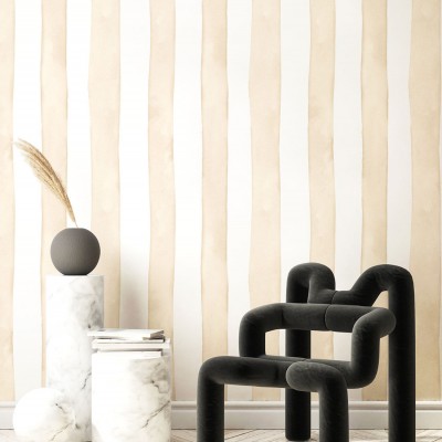 Tapet cu dungi subtile beige, minimalist, elegant
