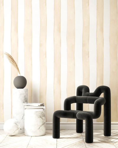 Tapet cu dungi subtile beige, minimalist, elegant