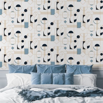 Tapet modern Daisy Bleu Doré cu modele geometrice elegante, ideal pentru a adăuga un strop de stil oricărei camere.