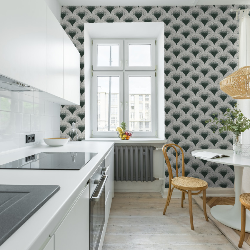 Tapet Mosaïc, Gris, cu design geometric, perfect pentru a crea un accent elegant în living, dormitor sau birou.
