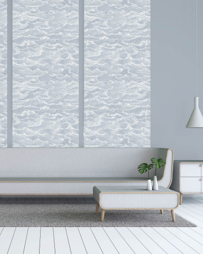 Tapet Waves Gris Perle, cu un design unic, cu valuri delicate, în nuanțe de gri perle.