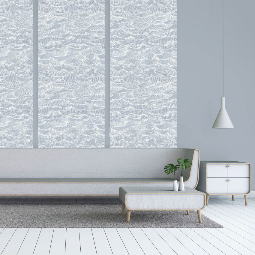 Tapet Waves Gris Perle, cu un design unic, cu valuri delicate, în nuanțe de gri perle.