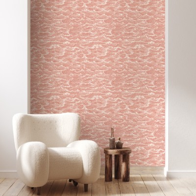 Tapet cu design Waves Corail, cu un design modern și elegant, cu un strop de culoare vibrantă.
