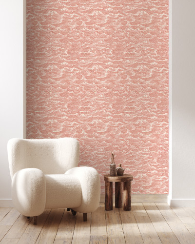 Tapet cu design Waves Corail, cu un design modern și elegant, cu un strop de culoare vibrantă.