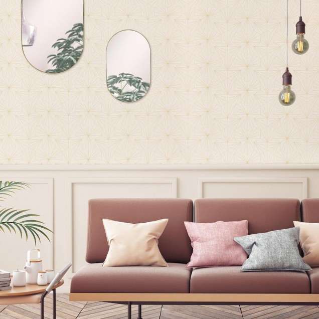 Tapet cu model geometric minimalist și accente aurii