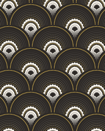 Tapet geometric elegant, Noir et Doré, cu un design inspirat de arta Art Deco.