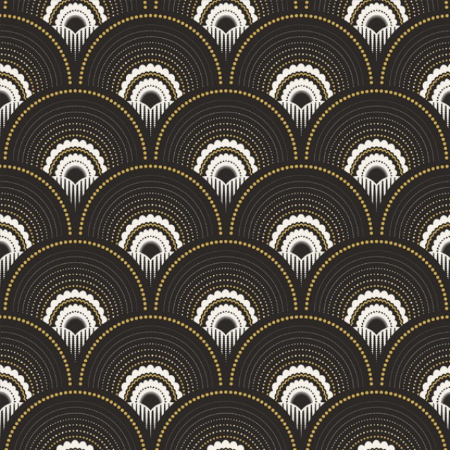 Tapet geometric elegant, Noir et Doré, cu un design inspirat de arta Art Deco.
