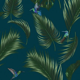 Tapet Jungle, Bleu Canard Fonce, 5.3mp / rola, PaperMint