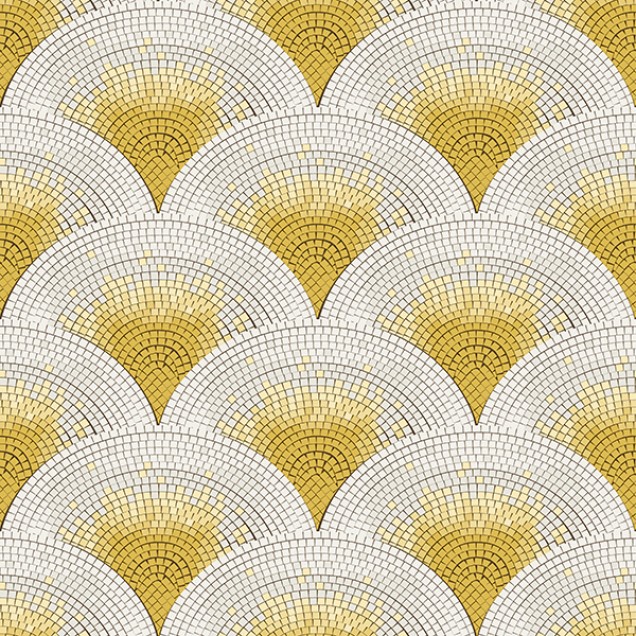 Tapet Mosaïc Galben, 5.3mp / rola, cu model geometric în nuanțe de galben, pentru a crea o atmosferă modernă și sofisticată.