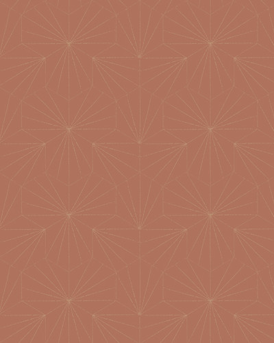 Tapet geometric cu design modern in nuante de terracotta si auriu.