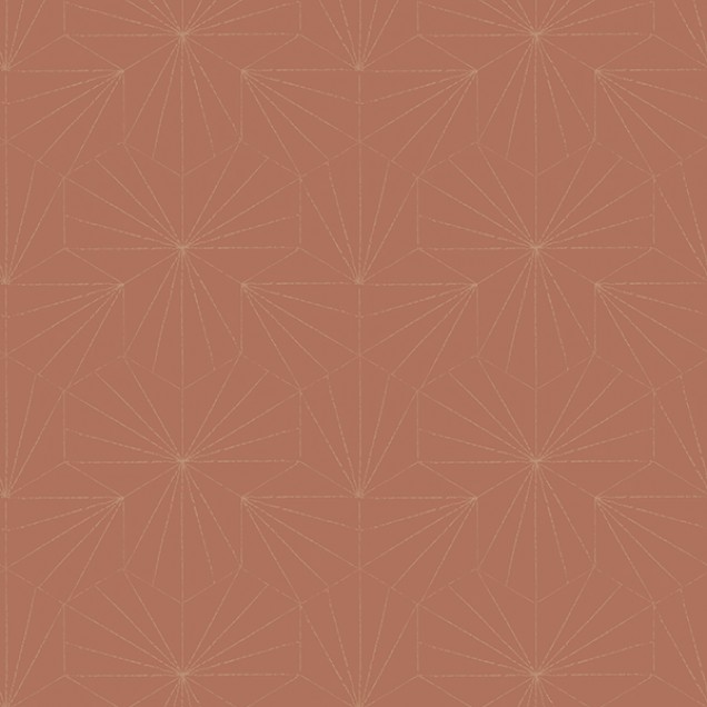 Tapet geometric cu design modern in nuante de terracotta si auriu.