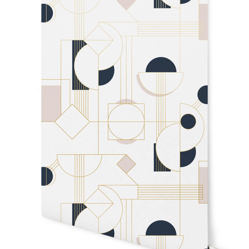 Tapet modern Daisy Bleu Doré cu modele geometrice elegante, ideal pentru a adăuga un strop de stil oricărei camere.