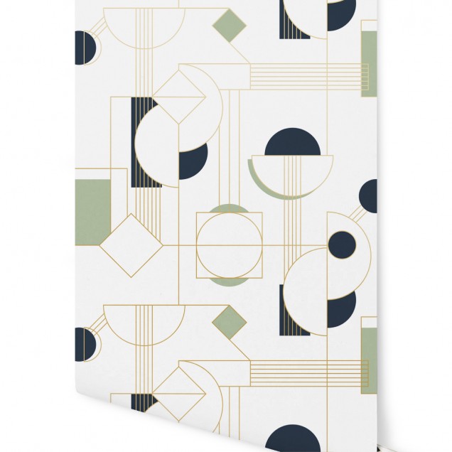 Daisy, Vert Doré, 5.3mp / rola - model de tapet cu design geometric abstract
