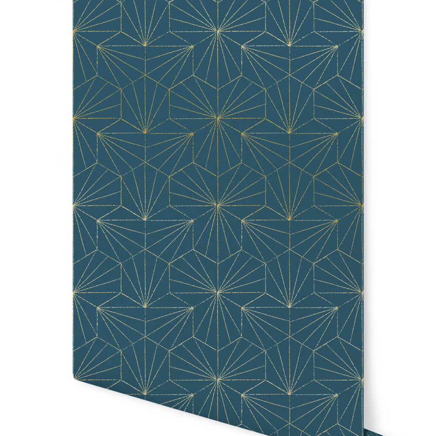 Tapet geometric cu design modern in nuante de terracotta si auriu.