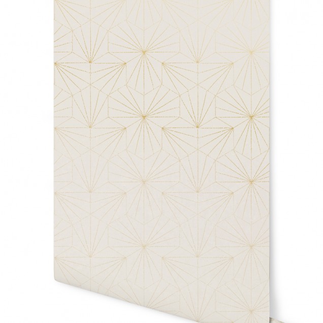Tapet cu model geometric minimalist și accente aurii