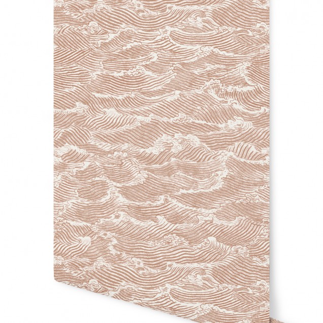 Tapet cu design Waves Corail, cu un design modern și elegant, cu un strop de culoare vibrantă.
