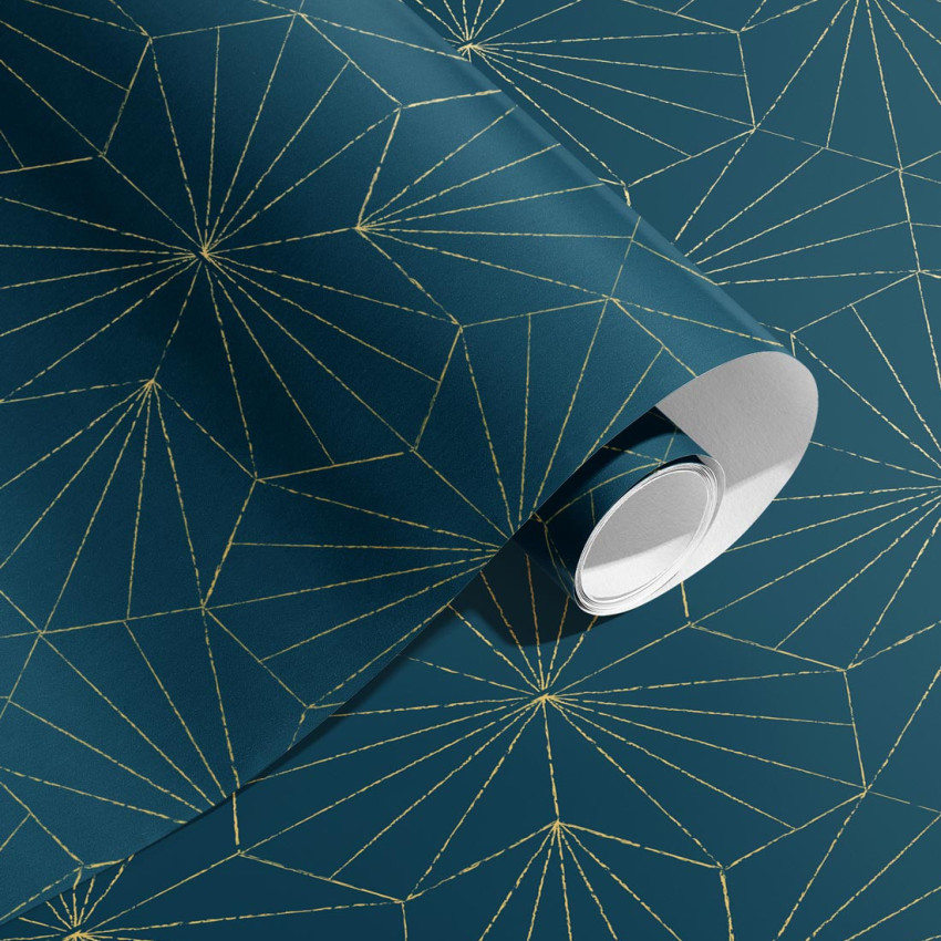 Tapet geometric cu design modern in nuante de terracotta si auriu.