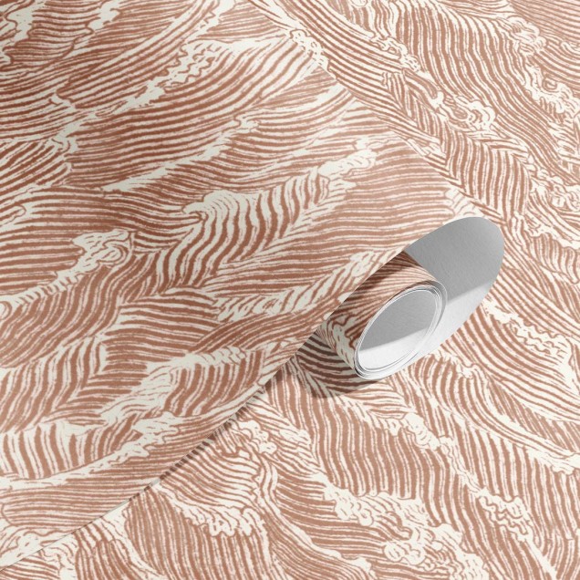Tapet cu design Waves Corail, cu un design modern și elegant, cu un strop de culoare vibrantă.