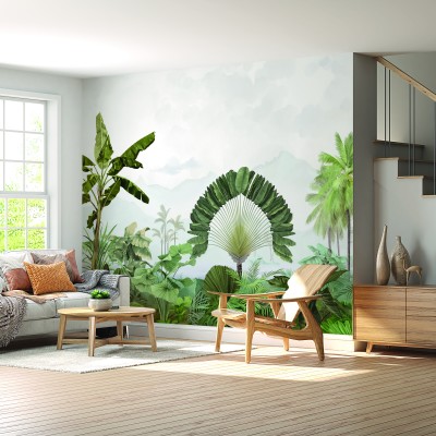 Tapet tropical cu palmieri și plante exotice, Amazonia, Patine, PaperMint