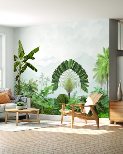 Tapet tropical cu palmieri și plante exotice, Amazonia, Patine, PaperMint