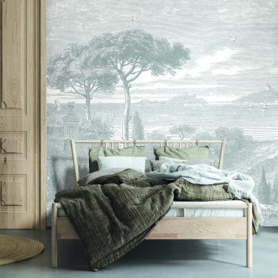 Tapet Bord de Mer Grisaille, cu un design clasic si vintage. Se potriveste perfect pentru a crea o atmosfera de relaxare.