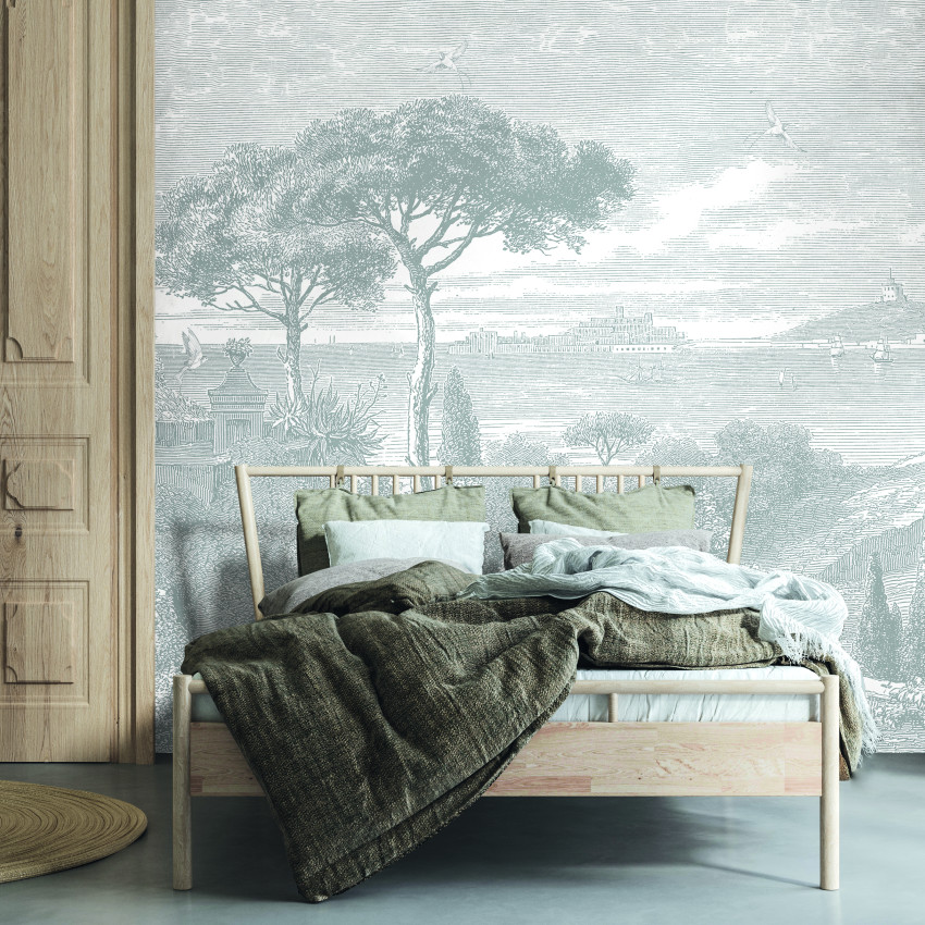Tapet Bord de Mer Grisaille, cu un design clasic si vintage. Se potriveste perfect pentru a crea o atmosfera de relaxare.