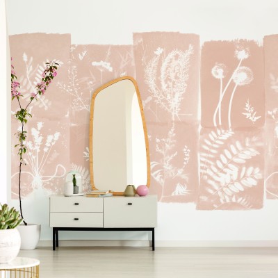 Fototapet floral cu flori de câmp bej într-un interior modern