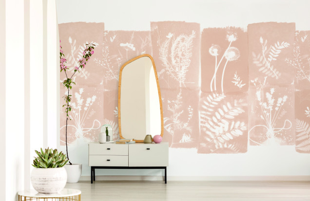 Fototapet Cyanotype Fleurs des Champs, Beige Solaire, PaperMint