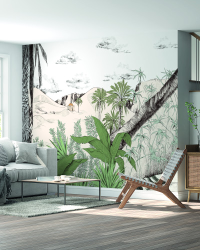 Tapet Dune, Vert Palmier, PaperMint, cu design minimalist și exotic