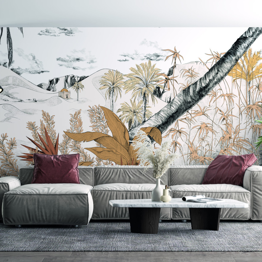 Tapet Dune, Vert Palmier, PaperMint, cu design minimalist și exotic