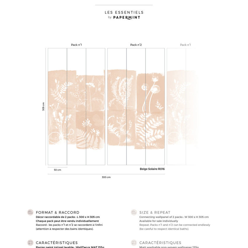 Wallpaper cu un design vintage de plante alb-negru, perfect pentru living, dormitor sau birou.