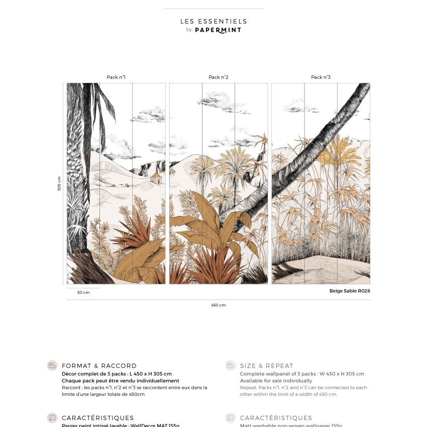 Tapet Dune, Vert Palmier, PaperMint, cu design minimalist și exotic