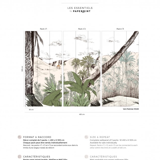 Tapet Dune, Vert Palmier, PaperMint, cu design minimalist și exotic
