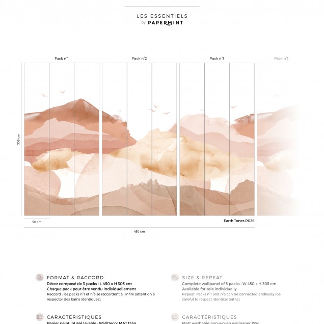 Tapet cu design abstract și culori pastelate, cu dealuri în nuanțe de roz și bej, ideale pentru dormitor.