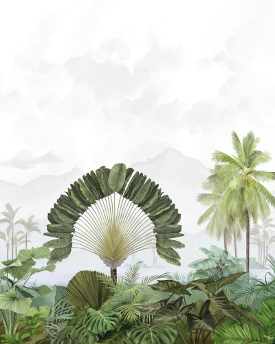 Tapet tropical cu palmieri și plante exotice, Amazonia, Patine, PaperMint
