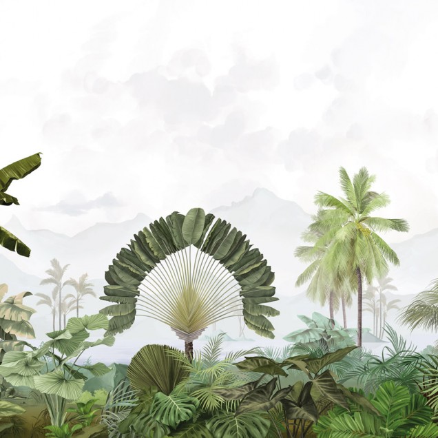 Tapet tropical cu palmieri și plante exotice, Amazonia, Patine, PaperMint